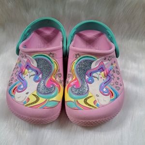 CROCS Toddler Girls Unicorn Clogs Size 8-9
